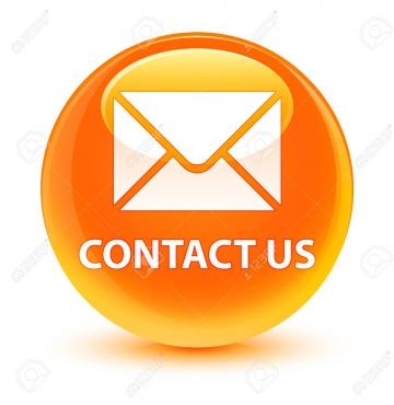 Contact us (email icon) glassy orange round button